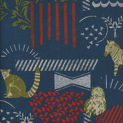Tissu 45% cot 55% lin Echino on blue Tissu 45% cot 55% lin Echino on blue