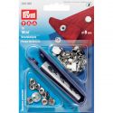 Carte 10 Boutons press. Mini laiton 8 mm argent +