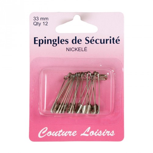 Epingles de sécurité nickelées n°1 X12 - 33 mm Epingles de sécurité nickelées n°1 X12 - 33 mm