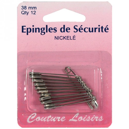Epingles de sécurité nickelées n°2 X12 - 38 mm Epingles de sécurité nickelées n°2 X12 - 38 mm