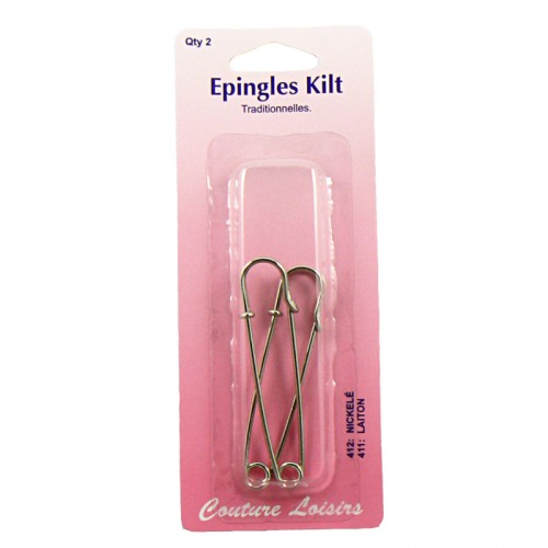 Epingles kilt nickelées X2 - 75mm Epingles kilt nickelées X2 - 75mm