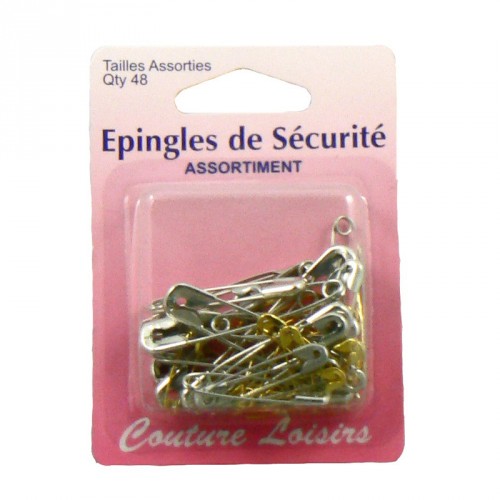 Epingles de sécurité nickel. et laiton assort. X48 Epingles de sécurité nickel. et laiton assort. X48