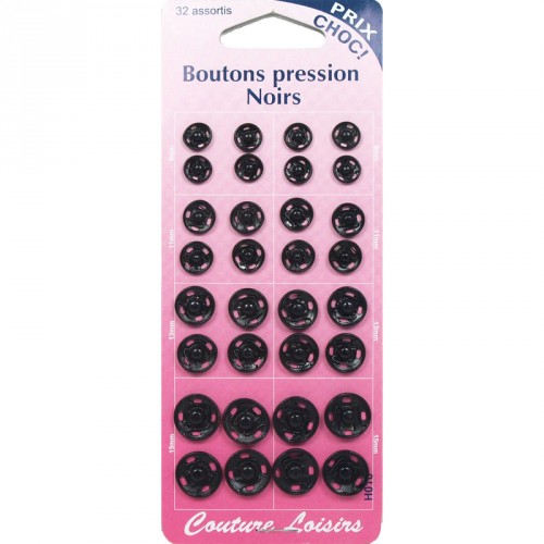 Boutons pression Noirs - 32 assortis Boutons pression Noirs - 32 assortis