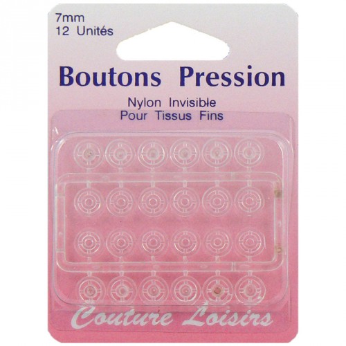 Boutons pression 7mm nylon invisible X12 Boutons pression 7mm nylon invisible X12