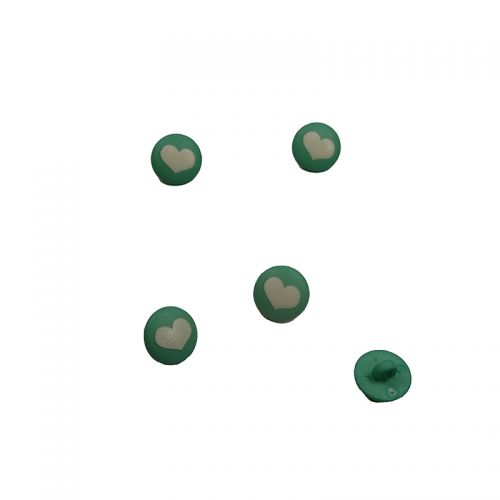 Bouton vert motif coeur Bouton vert motif coeur