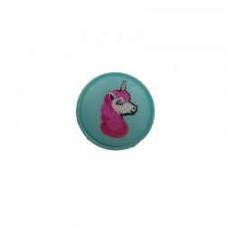 Bouton vert motif licorne 18 mm