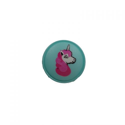 Bouton vert motif licorne 18 mm Bouton vert motif licorne 18 mm