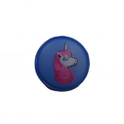 Bouton bleu motif licorne 18 mm