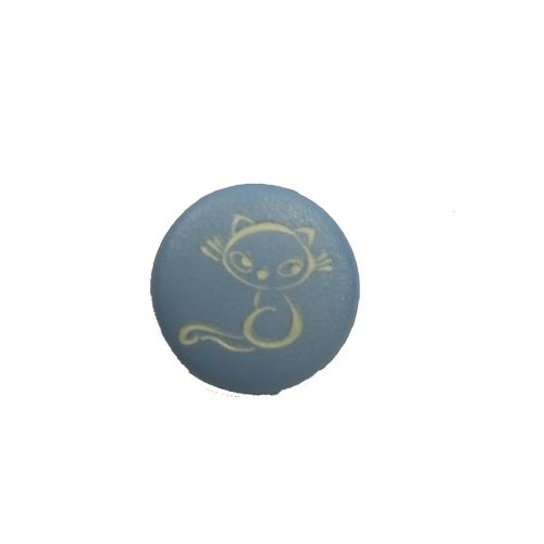 Bouton bleu motif chat 15mm Bouton bleu motif chat 15mm