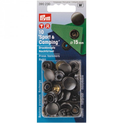 Carte 10 Boutons press. Sport & Camping 15mm