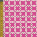 Tissu graphique rose fond beige