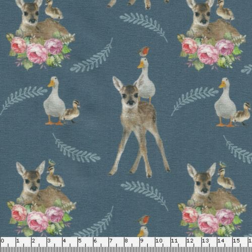 Tissu jersey faons fond gris 100 % cot larg 150 cm Tissu jersey faons fond gris 100 % cot larg 150 cm