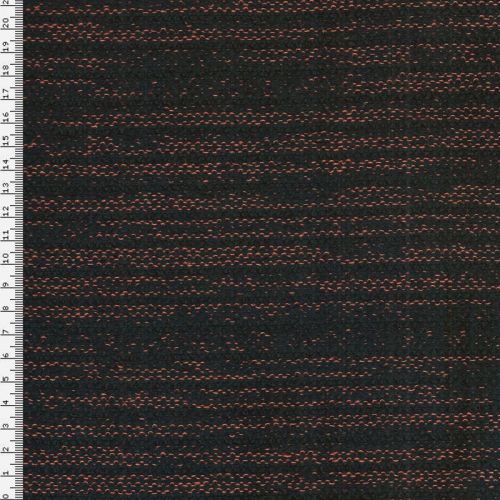 Tissu maille noir et orange 48%pol/36%co/16%pan Tissu maille noir et orange 48%pol/36%co/16%pan