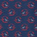 Tissu satin cerfs fond bleu marine 100% coton larg 140 cm