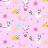 Tissu jersey animaux volants fond rose