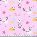 Jersey motifs animaux volants fond rose