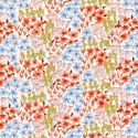 Tissu fleurs orange/vert/bleu 100% coton larg 110 cm