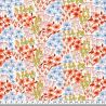 Tissu fleurs orange/vert/bleu 100% coton larg 110 cm