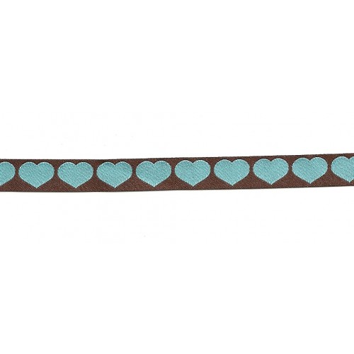 Rubans Tissés Coeur brun/turquoise Rubans Tissés Coeur brun/turquoise
