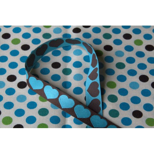 Rubans Tissés Coeur brun/turquoise Rubans Tissés Coeur brun/turquoise