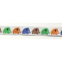 Rubans Tissés Eléphants blanc/multi
