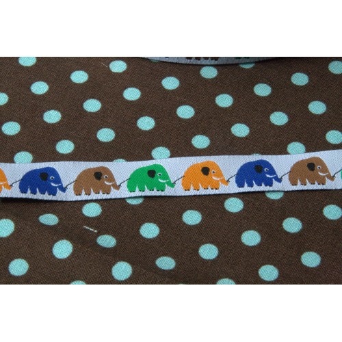 Rubans Tissés Eléphants blanc/multi Rubans Tissés Eléphants blanc/multi