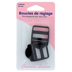 Boucles de réglage 25 mm x 2  pour sangle col.noir