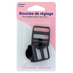 Boucles de réglage 32 mm x 2  pour sangle col.noir