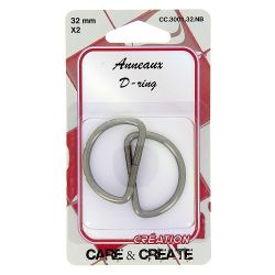 Anneaux demi-ronds 32 mm x 2 noir