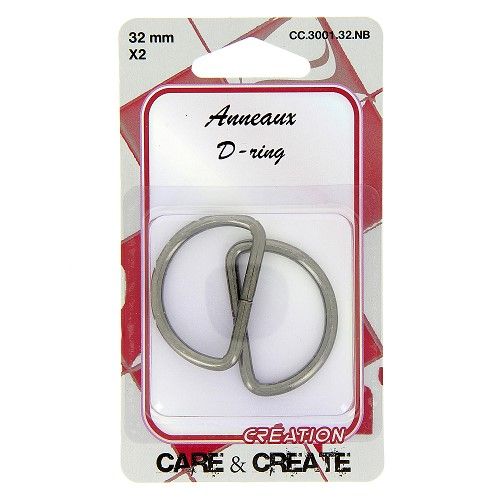 Anneaux demi-ronds 32 mm x 2 noir Anneaux demi-ronds 32 mm x 2 noir