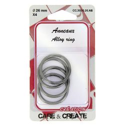 Anneaux ronds 26mm x 4 noir