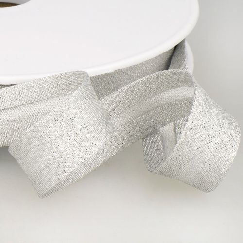 Biais Lurex 16 mm argent Biais Lurex 16 mm argent