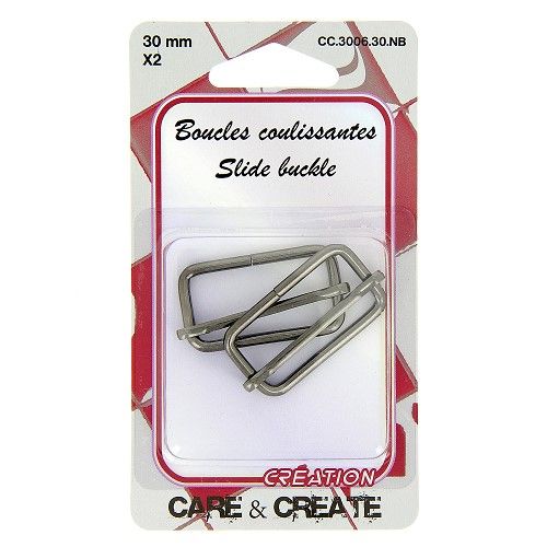 Boucles coulissantes 30 mm x 2 noir Boucles coulissantes 30 mm x 2 noir