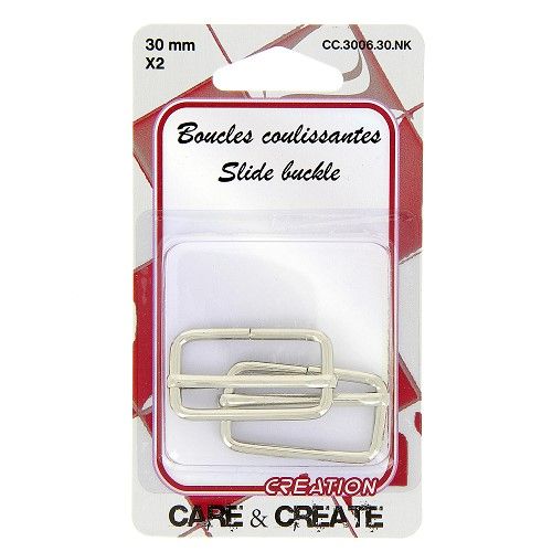 Boucles coulissantes 30 mm x 2 argent Boucles coulissantes 30 mm x 2 argent