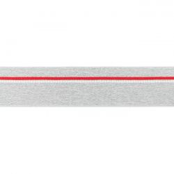 Elastique ligne rouge gris chiné clair 40mm