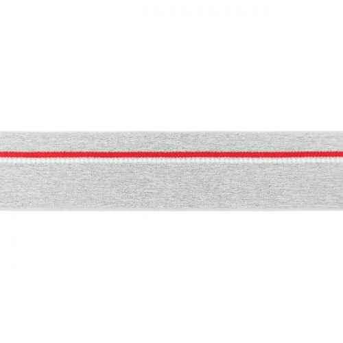Elastique ligne rouge gris chiné clair 40mm Elastique ligne rouge gris chiné clair 40mm