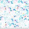 Tissu coton imprimé licornes fond blanc