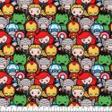 Tissu coton imprimé Marvel foule de supers héros fond noir 