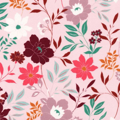 Tissu viscose grand jardin anglais fond rose Tissu viscose grand jardin anglais fond rose