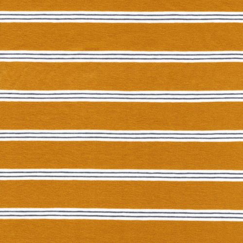 Tissu jersey marinière moutarde/blanc Tissu jersey marinière moutarde/blanc
