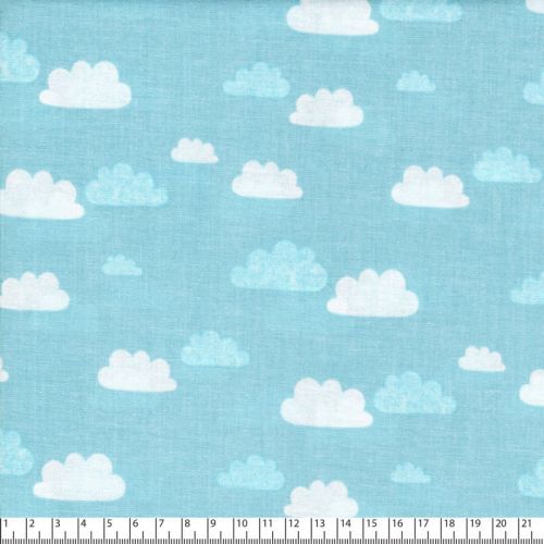 Tissu summer clouds bleu 100% coton larg 110 cm Tissu summer clouds bleu 100% coton larg 110 cm