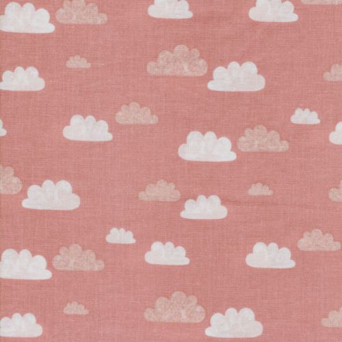 Tissu summer clouds rose 100% coton larg 110 cm Tissu summer clouds rose 100% coton larg 110 cm