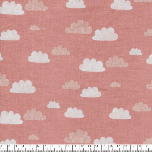 Tissu summer clouds rose 100% coton larg 110 cm Tissu summer clouds rose 100% coton larg 110 cm