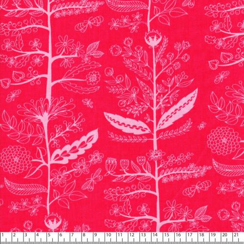 Tissu coton Charmed  fleurs fond rose Michael Miller 