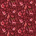 Tissu coton winter dreams fond bordeaux