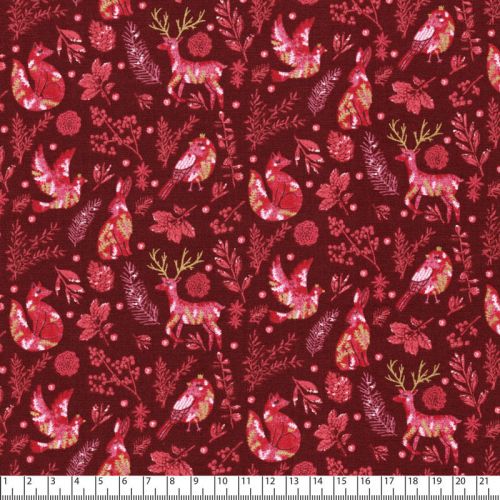 Tissu coton winter dreams fond bordeaux Tissu coton winter dreams fond bordeaux