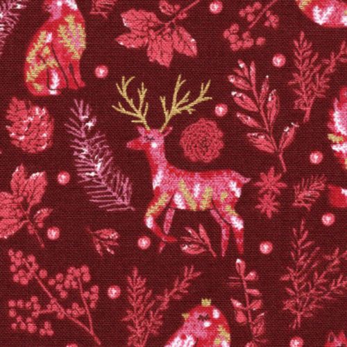 Tissu coton winter dreams fond bordeaux Tissu coton winter dreams fond bordeaux