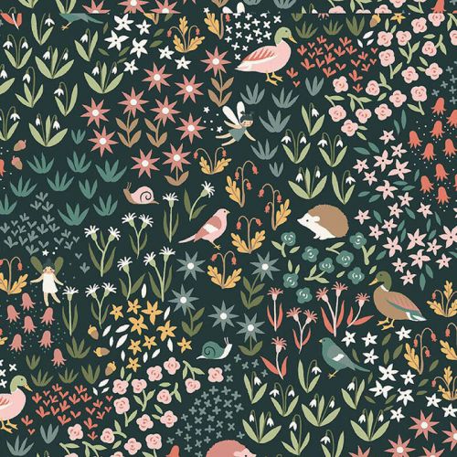 Tissu canards et fées 100% coton larg 110 cm Tissu canards et fées 100% coton larg 110 cm