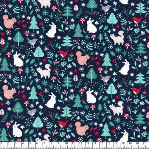 Tissu écureuils & friends fd marine 100% coton larg 110 cm Tissu écureuils & friends fd marine 100% coton larg 110 cm