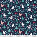 Tissu écureuils & friends fd marine 100% coton larg 110 cm